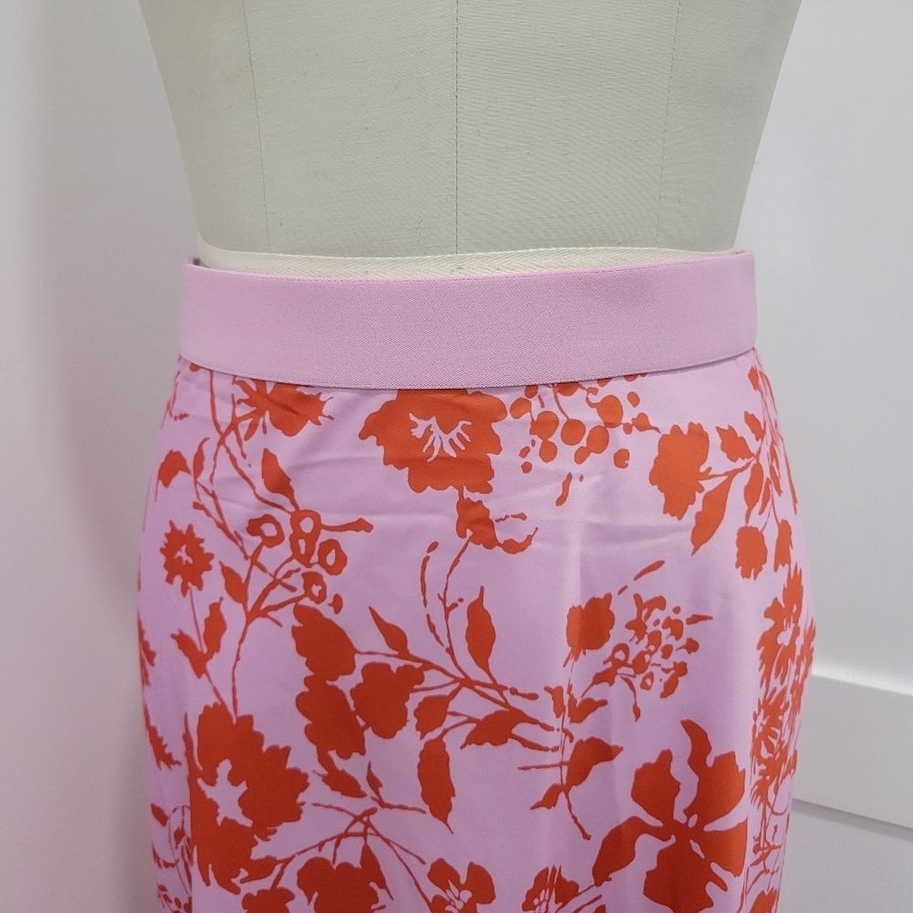 OUTERKNOWN Women's Pink Orange Floral Silky Midi Skirt Size S Tropical Resort - Picture 11 of 11